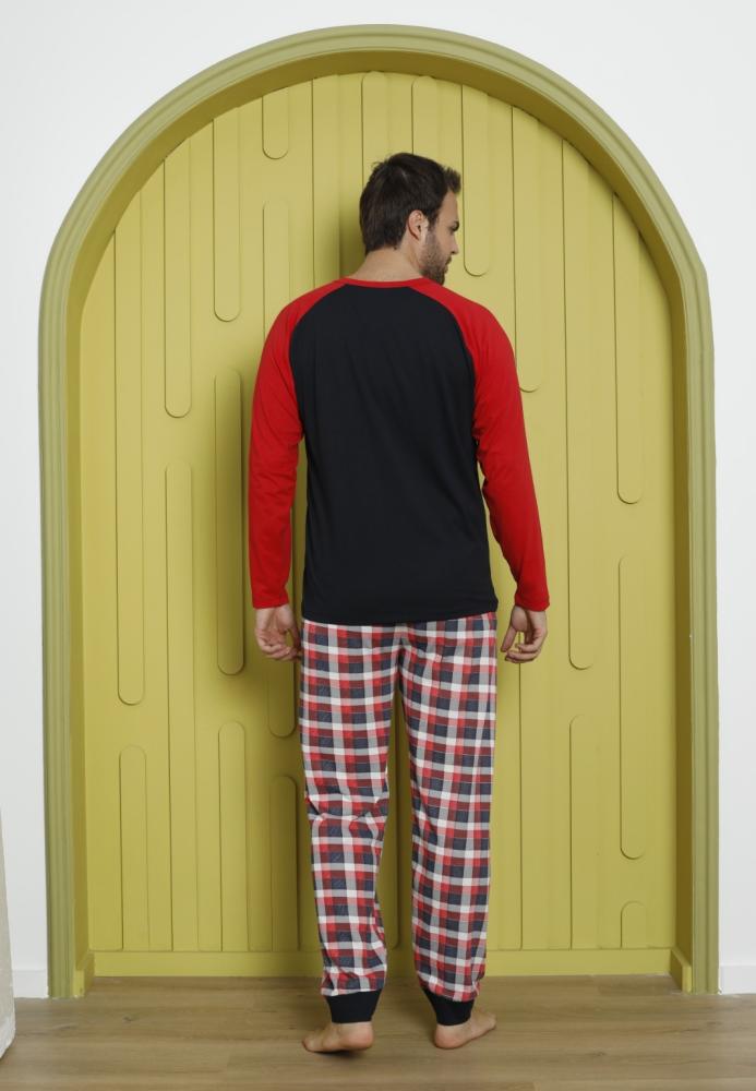 Pijama barbati Craciun "Meryy Xmas" maneca lunga ,pantaloni lungi,Culoare Rosu, Engros